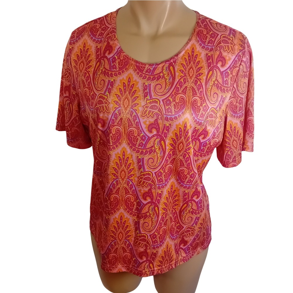 Vintage Gloria Vanderbilt Paisley Print Hippie Boho Bohemian Top Approx‎ L/XL